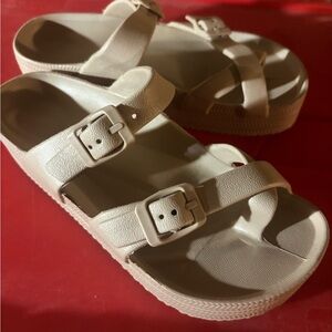 Brand new Beige Strappy Sandals platform and soft